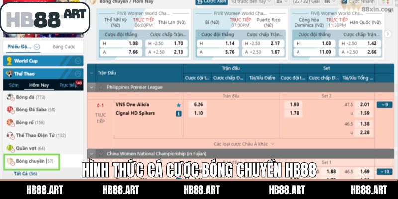 Một số hình thức cá cược bóng chuyền HB88 phổ biến